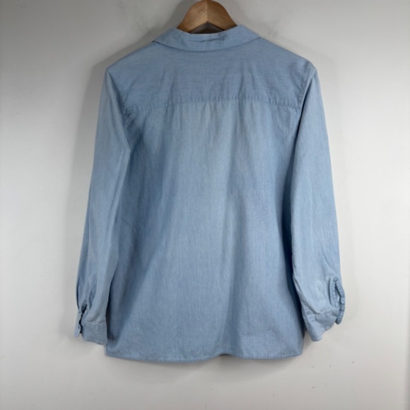 VTG 90s Embroidered Denim Christmas Cat Shirt 12 Holiday Festive Button Down - Picture 6 of 12